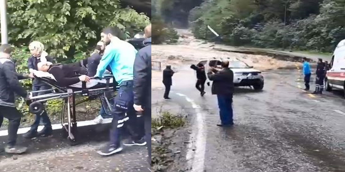 Artvin, Borçka'da sel bölgesinde yaralanan kişi ambulansa ulaştırıldı