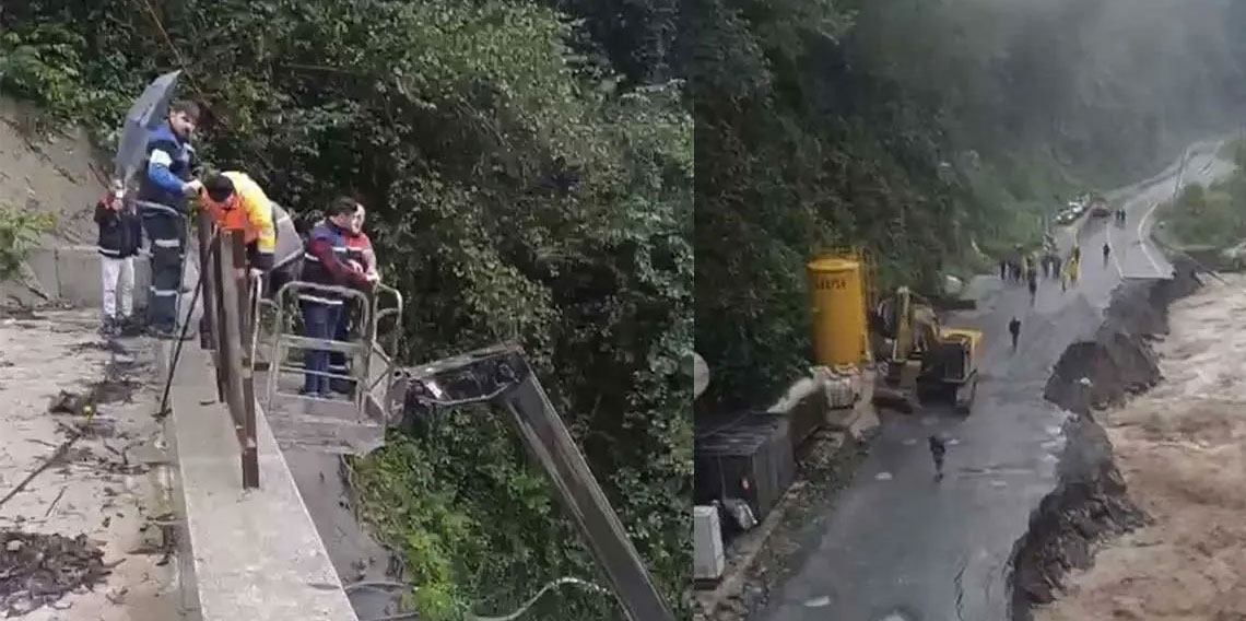 Sel ve heyelan nedeniyle Çamlıhemşin Tüneli inşaatında mahsur kalan işçiler kurtarıldı