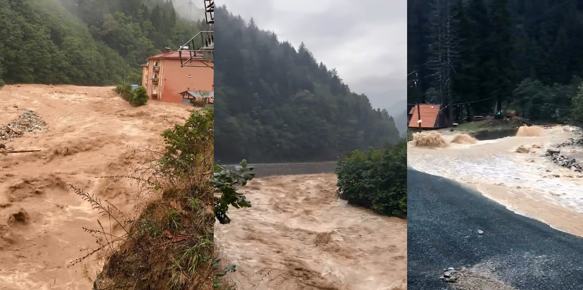 Rize'nin İkizdere ilçesinde şiddetli yağış