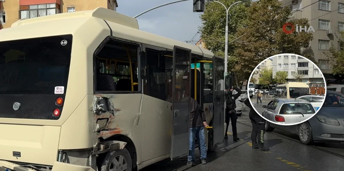 Güngören’de tramvay ters dönüş yapan minibüse çarptı