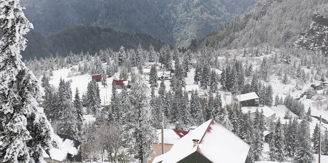 Trabzon ve Giresun sınırında yer alan Sis Dağı Yaylası karla kaplandı