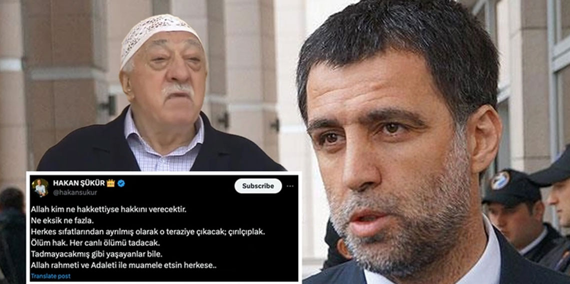 Hakan Şükür, Fetullah Gülen'in ölümünün ardından bunu paylaştı!