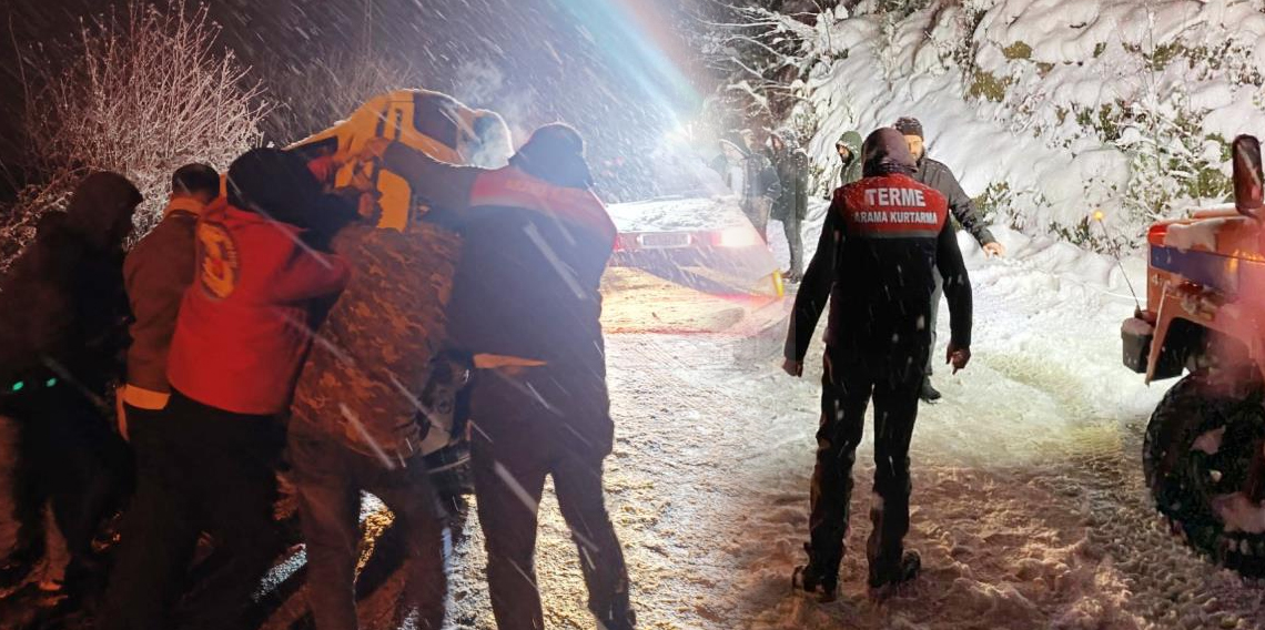 Samsun'da karda araçlarıyla mahsur kalanların imdadına TAKE yetişti