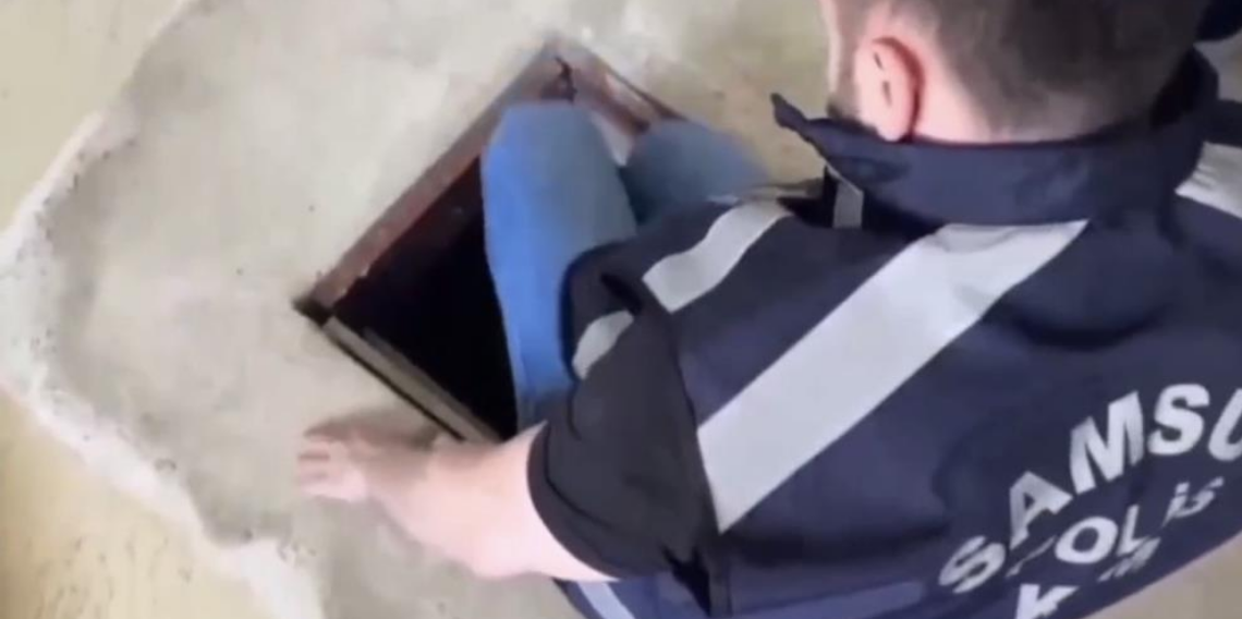 Halı altındaki gizli geçit kaçak kazıyı ortaya çıkardı