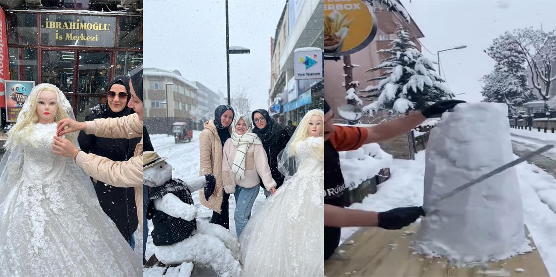 Kardan gelin ile damat yapıp altın taktılar