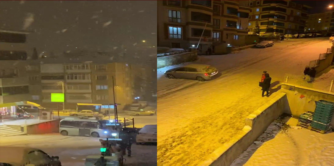 Sürücülerin buz pistine dönen yollarda zorlu imtihanı kamerada