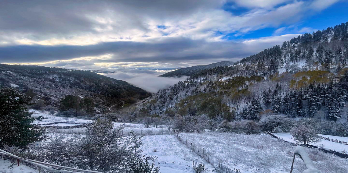 Kar ve sis bir araya geldi, tablo gibi bir manzara oluştu!