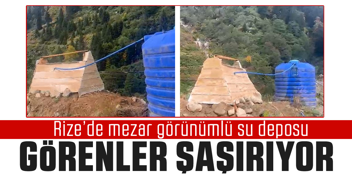 Ayder Yaylası'nda mezar görünümlü su deposu görenleri şaşırtıyor