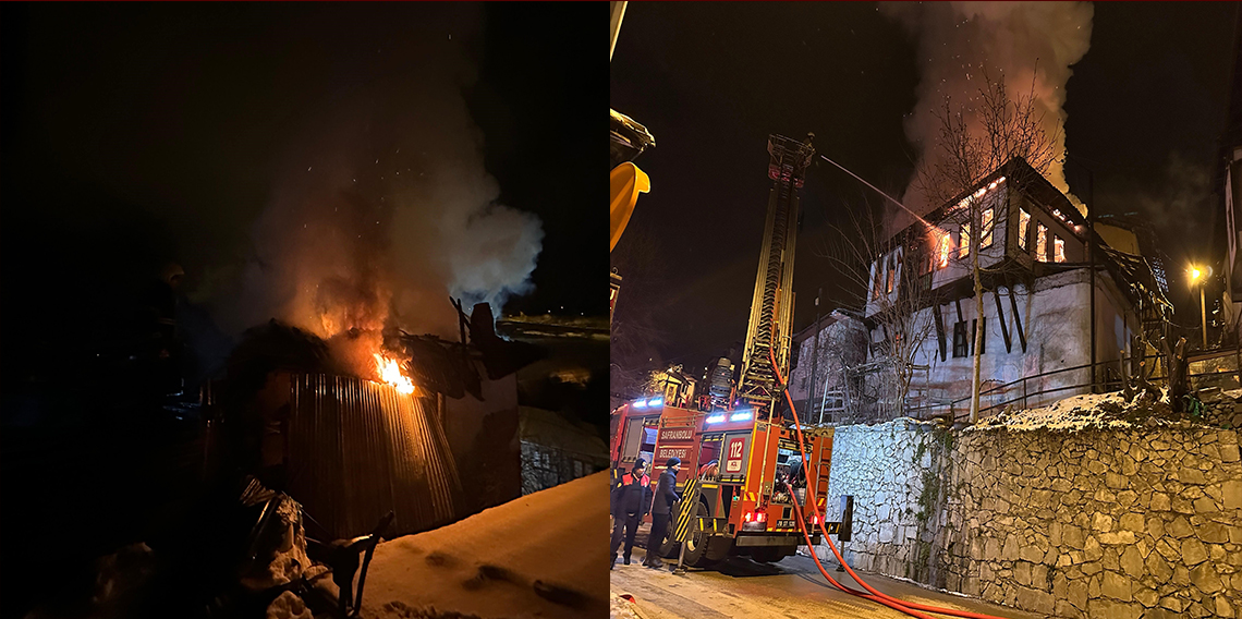 Safranbolu'da 150 yıllık tarihi konak alevlere teslim oldu