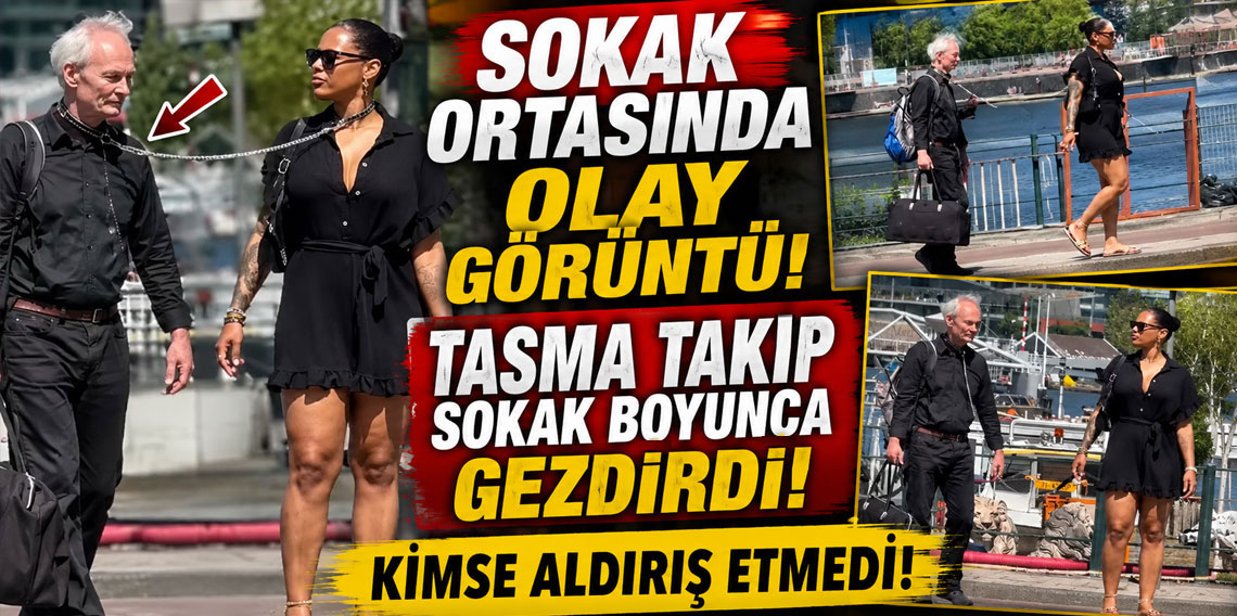Amsterdam'da olay görüntü! Tasma takıp sokak boyunca gezdirdi