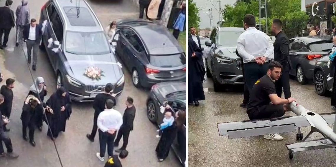 Düğün konvoyunun önünü İHA ile kestiler