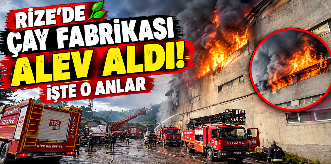 Rize’de çay fabrikasının ambalaj deposunda yangın