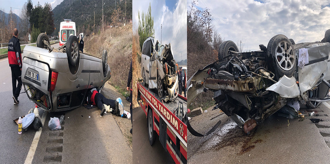 Amasya'da otomobil takla attı