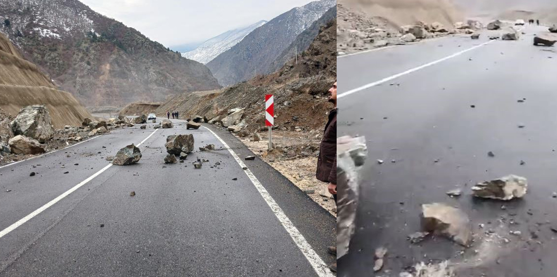 Artvin-Şavşat Karayolu’nda heyelan