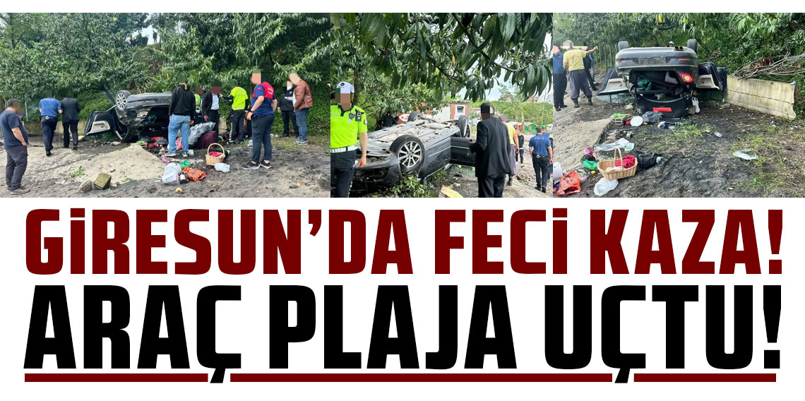 Giresun'da kediye çarpmamak için manevra yapınca araç plaja uçtu: 4 yaralı