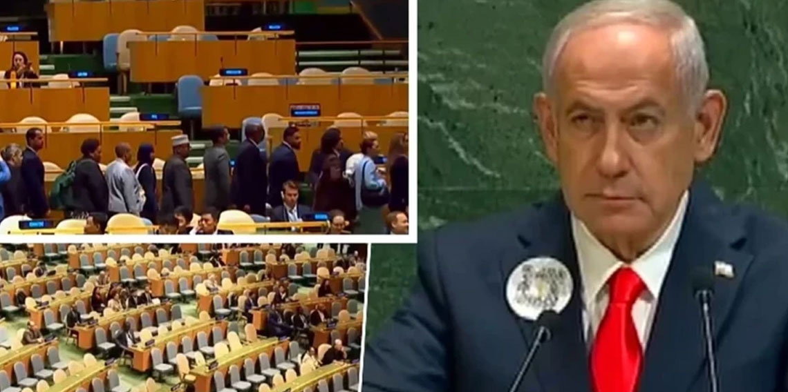 İsrail Başbakanı Netanyahu'ya kürsüye geldi: BM salonu boşaldı
