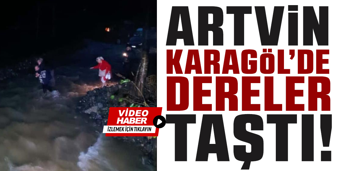 Borçka Karagöl'de dere taştı