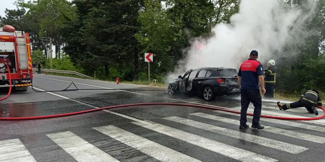 Ordu’da seyir halindeki otomobilde yangın çıktı