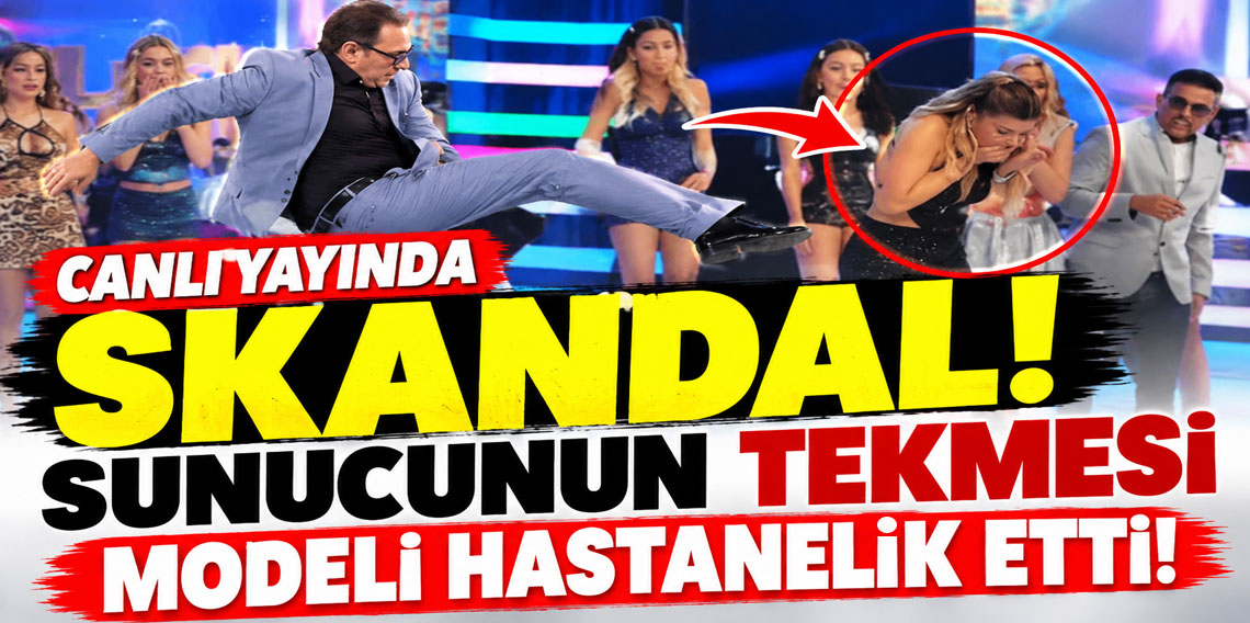 Canlı yayında skandal! Sunucunun tekmesi modeli hastanelik etti