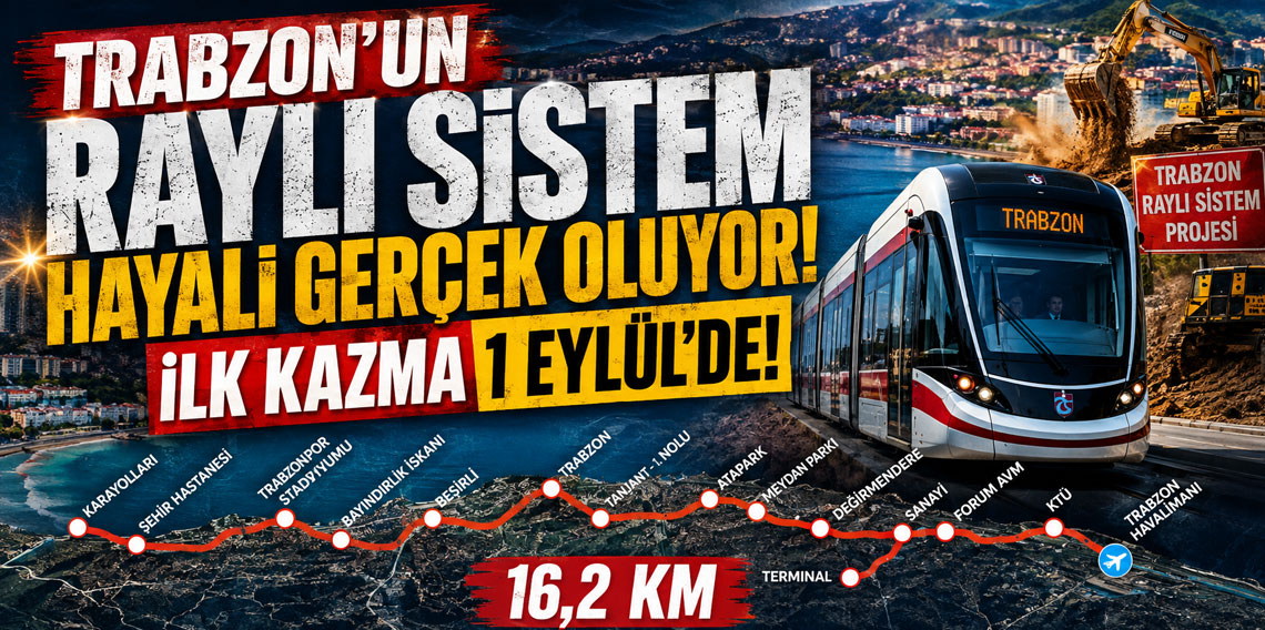 Trabzon’un Raylı Sistem hayali gerçek oluyor! İlk kazma 1 Eylül’de!