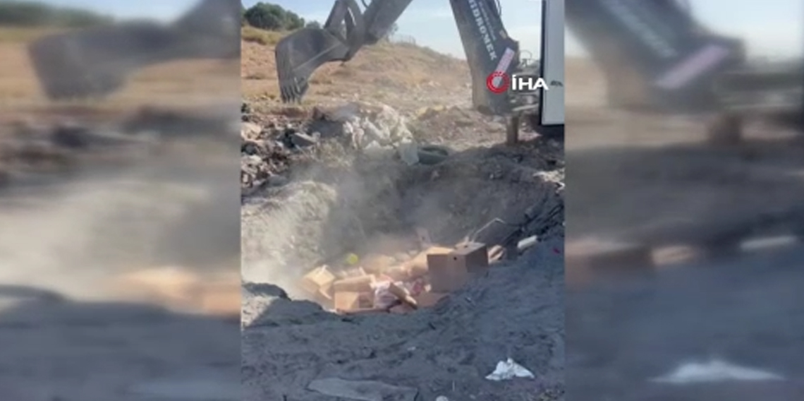 1 ton gıda malzemesi toprağa gömülerek imha edildi