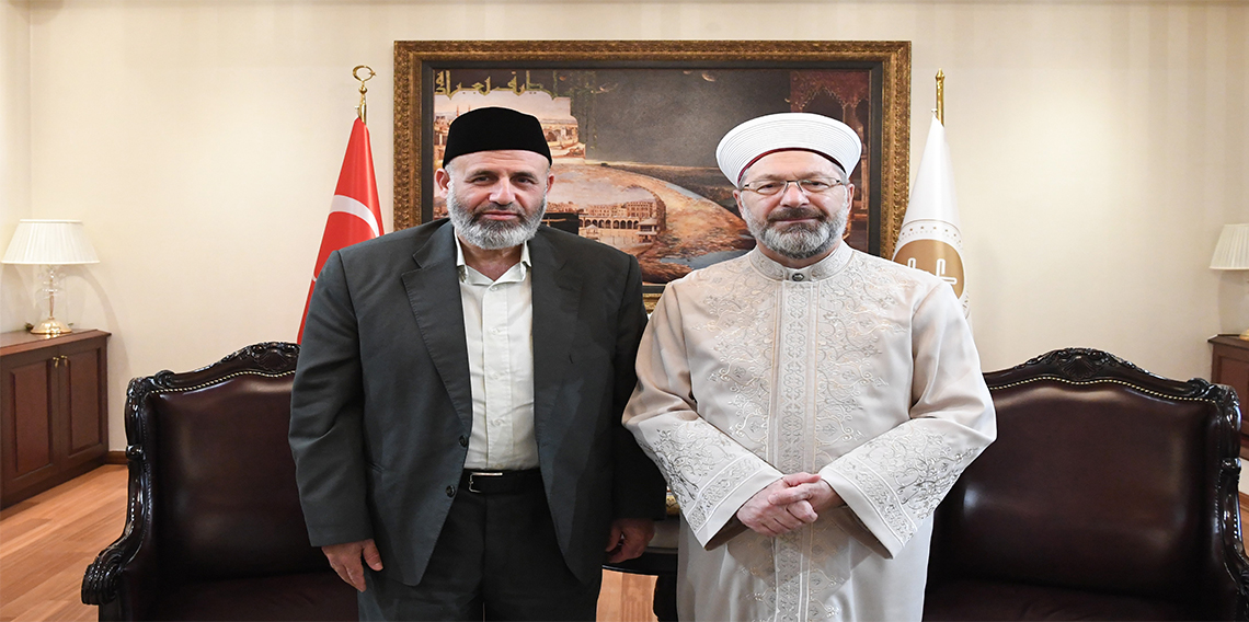 Diyanet İşleri Başkanı Erbaş, Filistinli Alimler Birliği Başkanı Tekruri’yi kabul etti