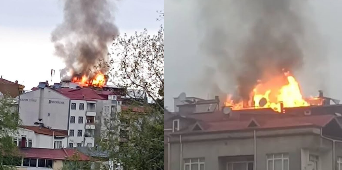 Vakfıkebir’de çatı yangını paniği, 6 katlı binada alevler korkuttu