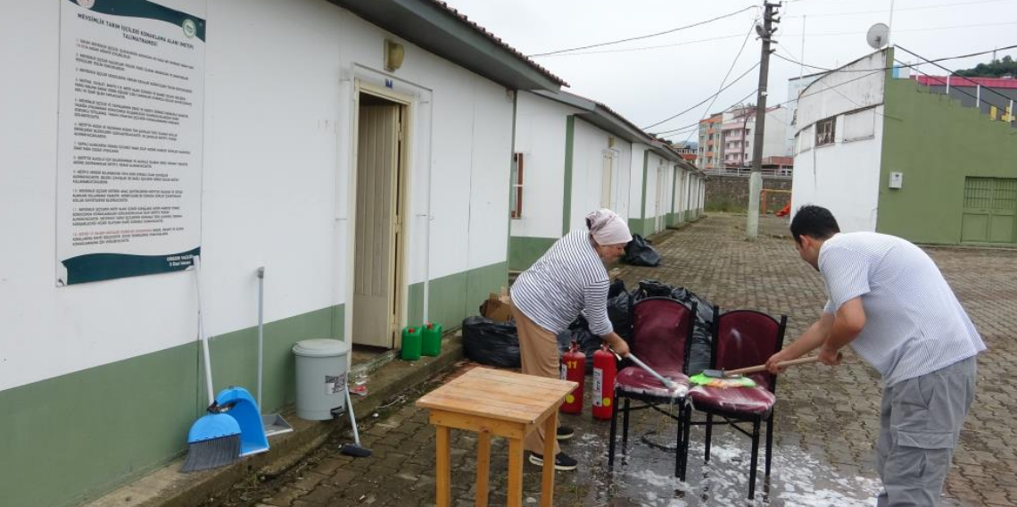 Mevsimlik fındık işçilerinin kalacağı geçici konaklama merkezinde hazırlıklar başladı