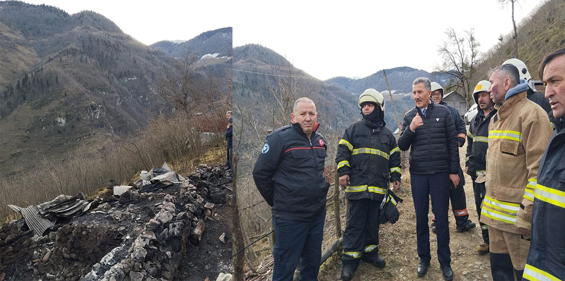 Ordu'da yangında ahşap ev küle döndü