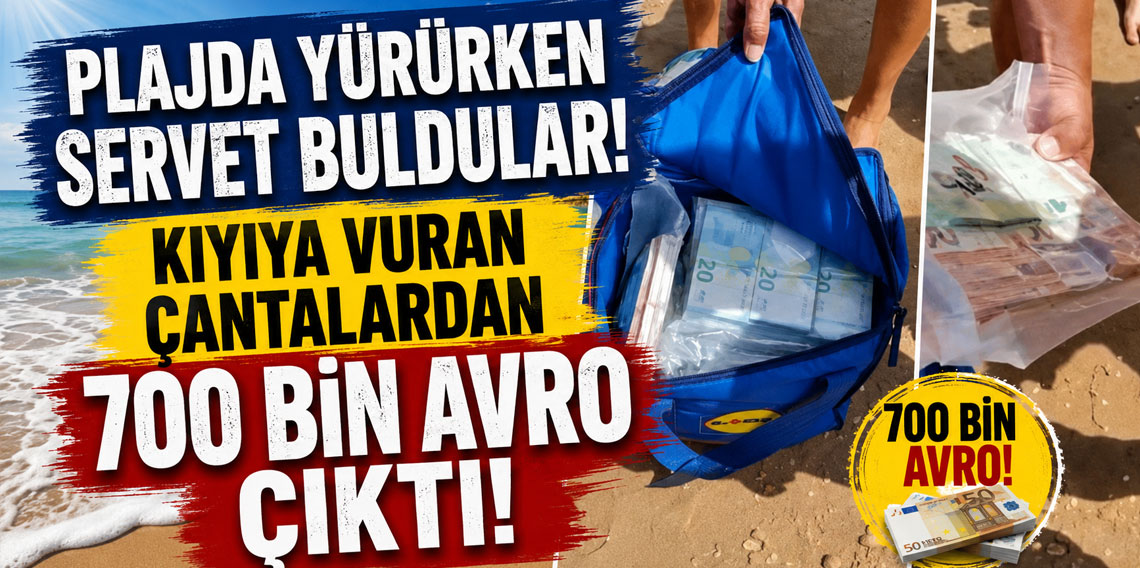 Plajda yürürken servet buldular: Kıyıya vuran çantalardan 700 bin avro çıktı