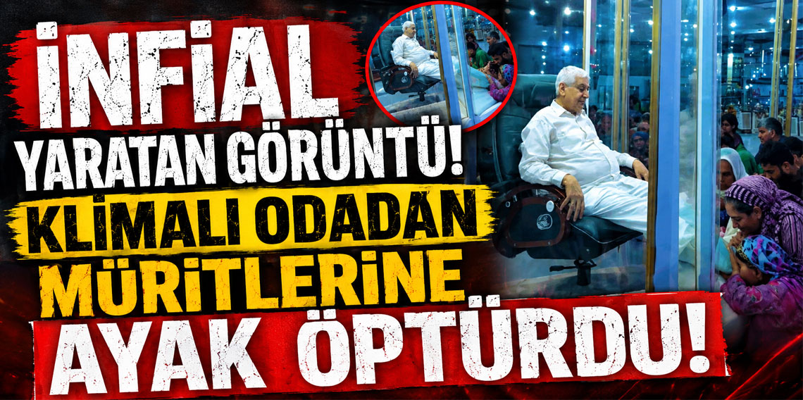 İnfial yaratan görüntü! Klimalı odadan müritlerine ayak öptürdü