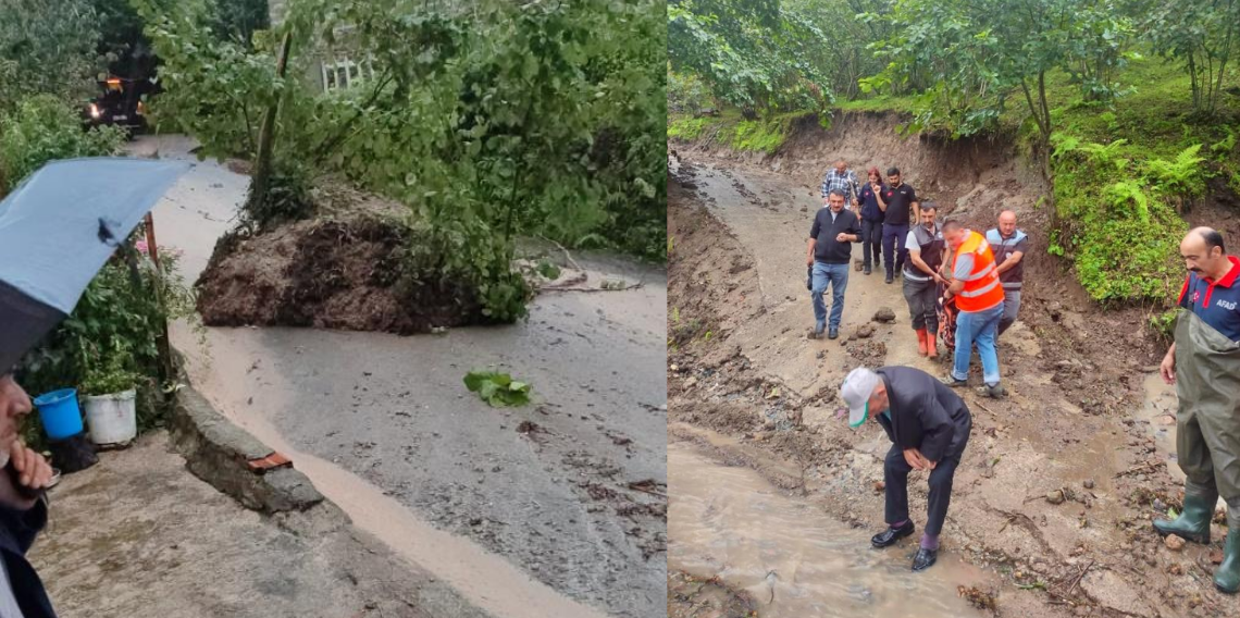 Giresun'da sağanak yağış etkili oldu