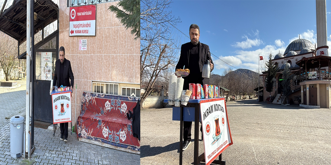 İftara yetişmek isteyen sürücüler kaza yapmasın diye ikram noktası kurdu