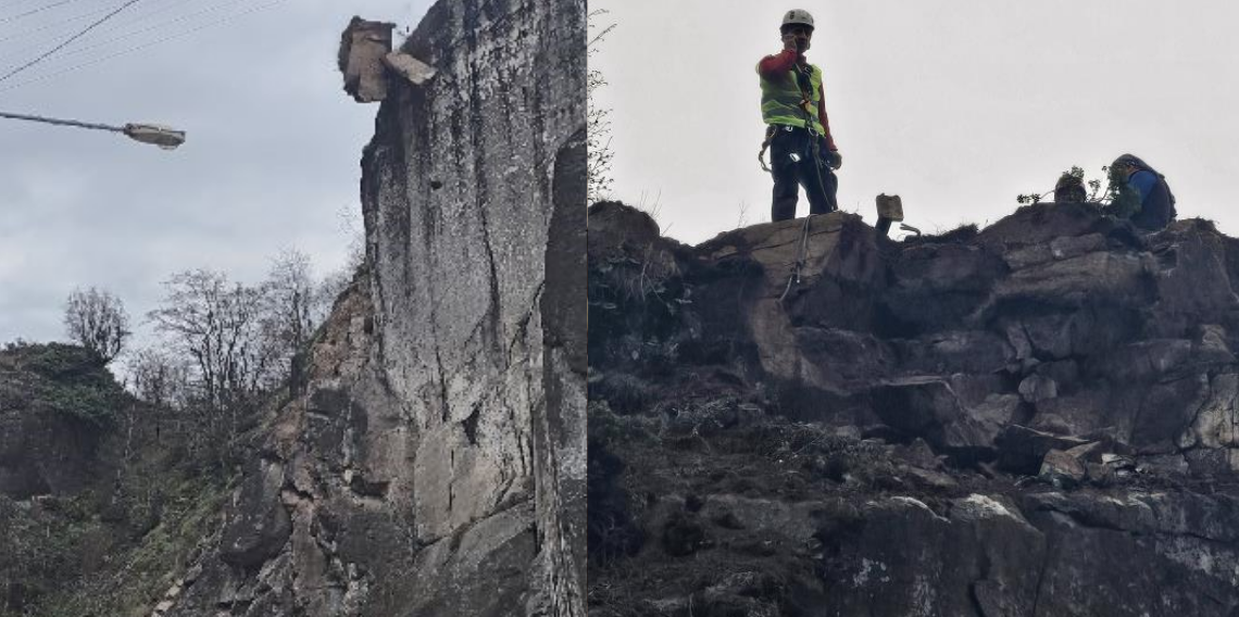 Artvin Borçka’da Tehlike Son Buldu,Dev Kaya Kütleleri Kontrollü Şekilde Düşürüldü