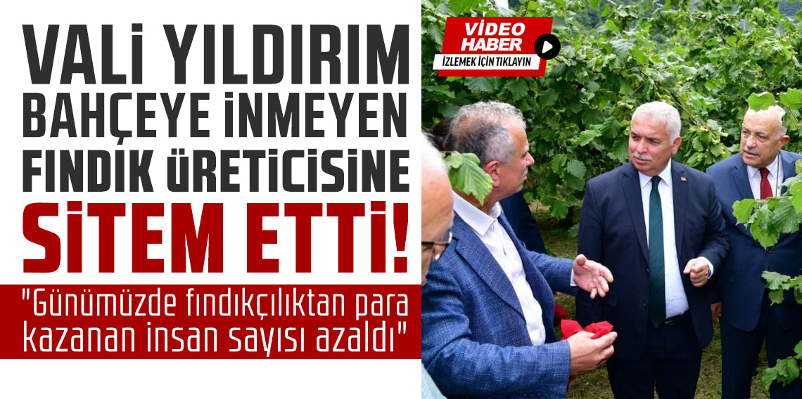 Trabzon Valisi Aziz Yıldırım bahçeye inmeyen fındık üreticisine sitem etti