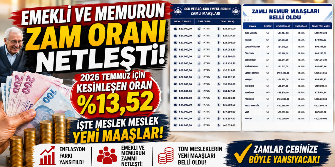 Emekli ve memurun zam oranı netleşti! İşte meslek meslek yeni maaşlar!