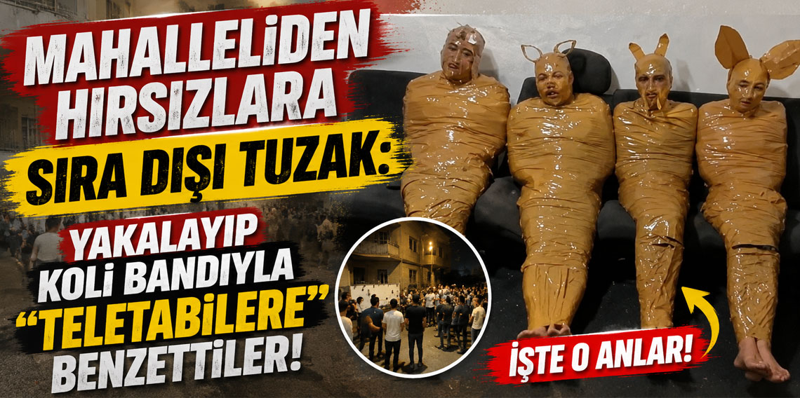 Mahalleliden hırsızlara sıra dışı tuzak: Yakalayıp koli bandıyla 