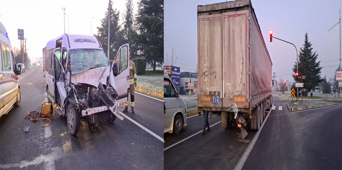 Düzce'de minibüs tıra arkadan çarptı