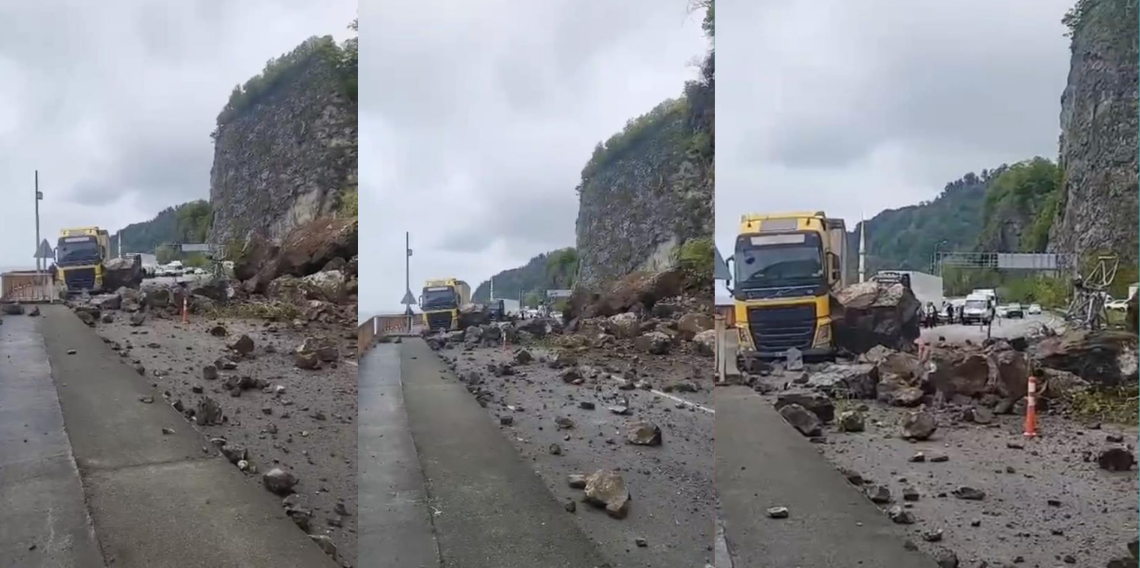 Artvin’de Sarp Sınır Kapısı Yolunda Heyelan: Ulaşım Durdu, Tır Zarar Gördü