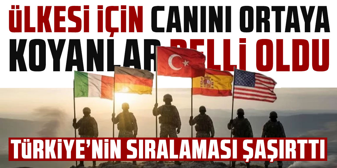İşte ülkem için savaşırım diyenler! Türkiye'nin sıralaması şaşırttı