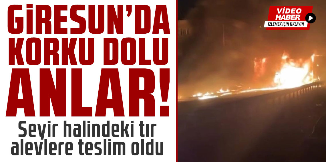 Tirebolu'da seyir halindeki tır alevlere teslim oldu