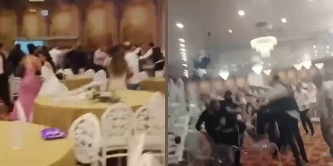 Düğünde uçan tekmeli kavga kamerada