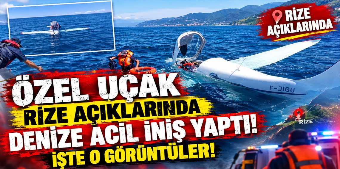 Özel uçak Rize açıklarında denize acil iniş yaptı! İşte O Görüntüler!