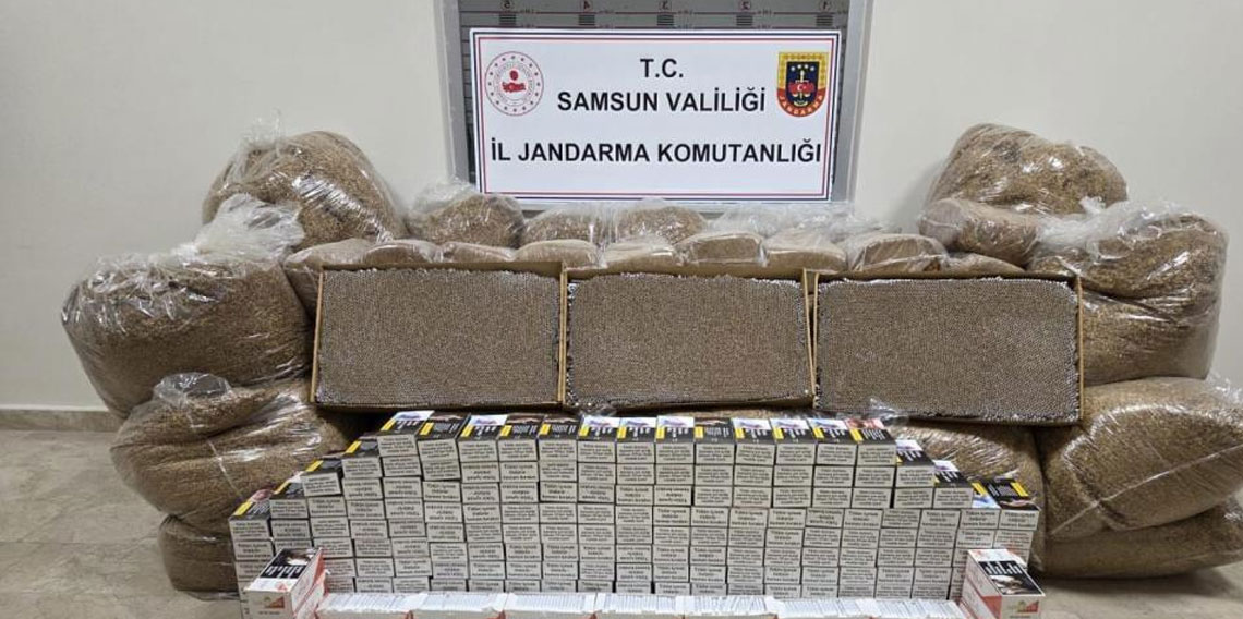 Samsun'da 1 ton kaçak tütün ve 60 bin dolu makaron ele geçirildi