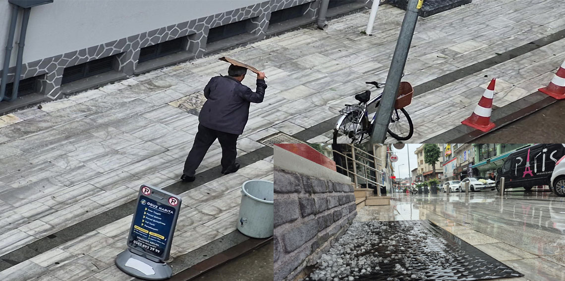 Şehir merkezinde dolu yağışı etkili oldu