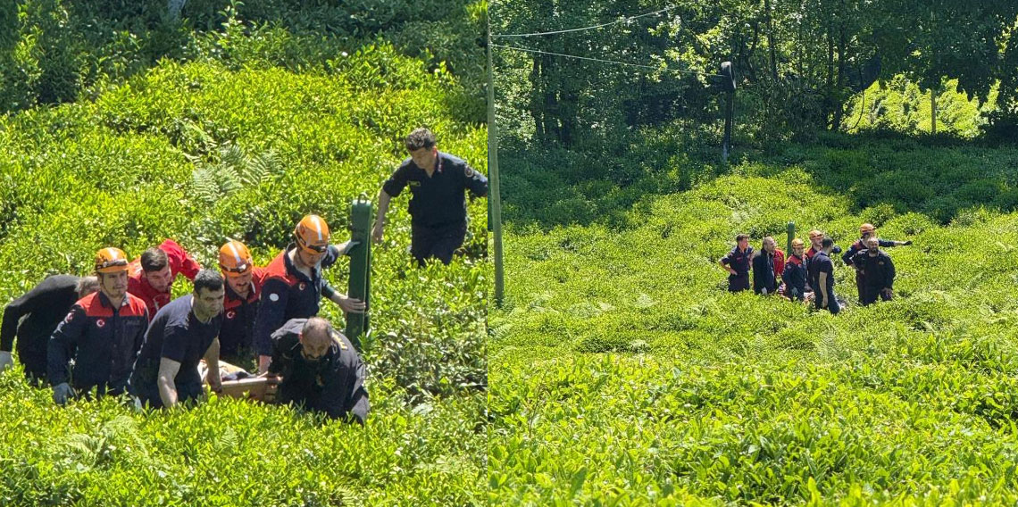 Rize’de çay bahçesinden yuvarlanan şahıs AFAD tarafından kurtarıldı