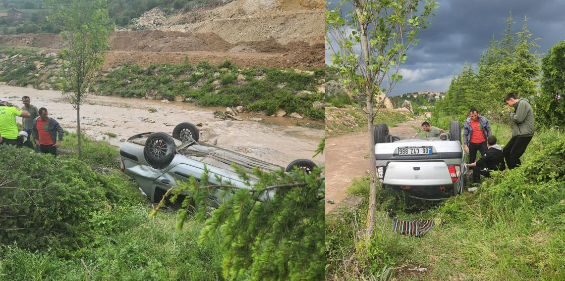Karabük’te kontrolden çıkan otomobil dere kenarına devrildi: 5 kişi yaralandı