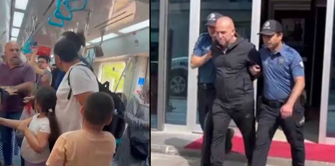 Marmaray’da çocuklarının yanında babayı darbeden şahıs adliyeye sevk edildi