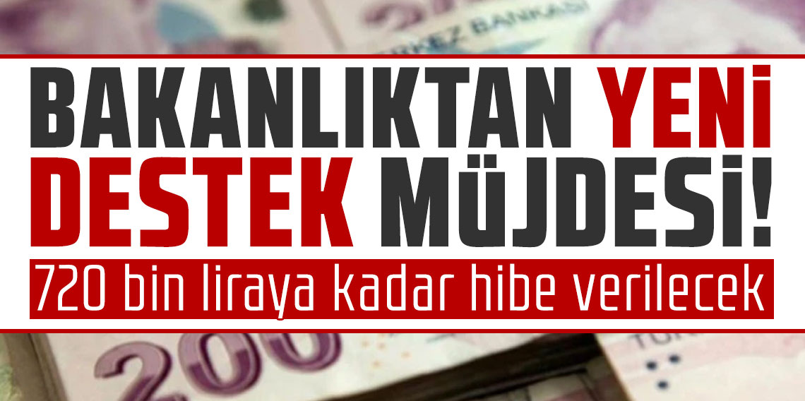 Bakanlıktan yeni destek müjdesi: 720 bin liraya kadar hibe verilecek