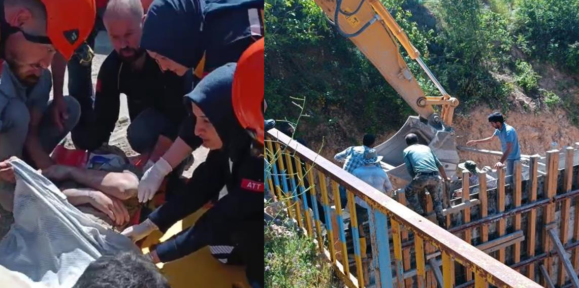 İş makinesi elektrik tellerine temas etti, 1 işçi yaralandı